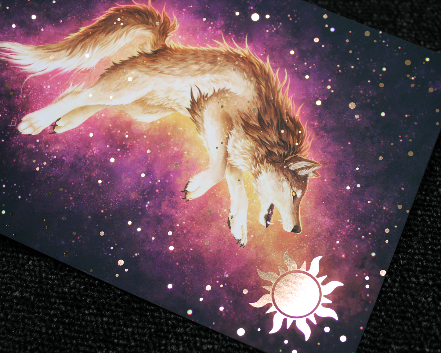 Chase the Sun - Norse Wolf Skoll - A5 Rose Gold Foil Print