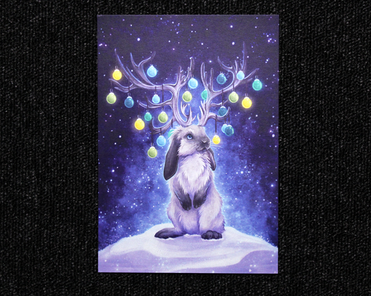 Festive Jackalope - A5 Pearlescent Print