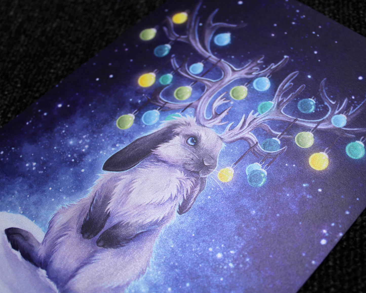 Festive Jackalope - A5 Pearlescent Print